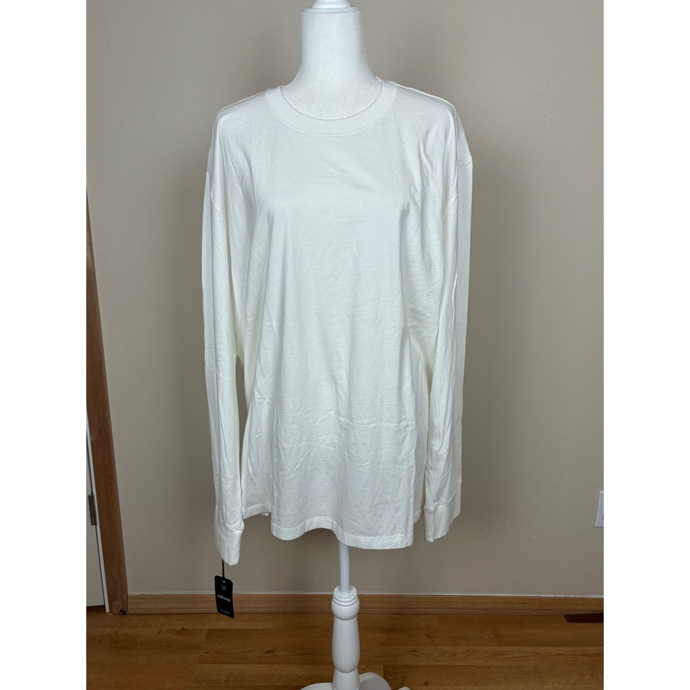 Allbirds Mens Cotton Long Sleeve Tee Blizzard White Organic Cotton Size XXL (D4)
